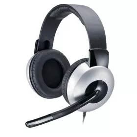   Genius Fejhallgató - HS-05A (3.5mm Jack, hangerőszabályozó, mikrofon, fekete-ezüst)