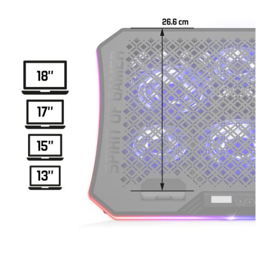 Spirit of Gamer Notebook Hűtőpad 17"-ig - AIRBLADE 1200 RGB (18dB; max. 79 m3/h; 3x11cm+3x70cm, RGB LED, 2xUSB2.0)