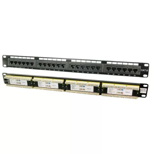 LogiLink Cat.6 patch panel 24-portos, árnyékolatlan, 19" rackbe, fekete