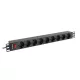 Lanberg PDU-09F-0300-BK 19" 1U 9xSchuko aljzat Uni-Schuko csatlakozóvéggel 3m fekete elosztósor kapcsolóval