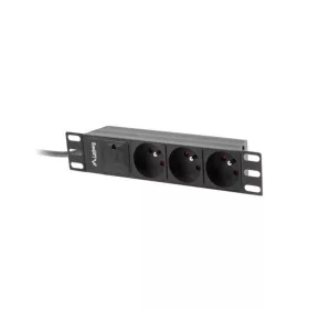   Lanberg 10" PDU/elosztósor 1U 16A 2m 3x francia típusú aljzat, fekete