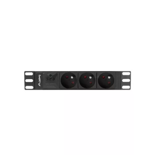 Lanberg 10" PDU/elosztósor 1U 16A 2m 3x francia típusú aljzat, fekete