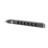 Lanberg 19" PDU/elosztósor 1U 16A 2m 6x Schuko aljzat, fekete