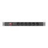 Lanberg 19" PDU/elosztósor 1U 16A 2m 6x Schuko aljzat, fekete