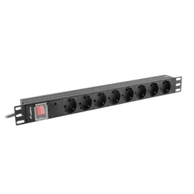   Lanberg 19" PDU/elosztósor 1U 16A 2m 8x Schuko aljzat, fekete