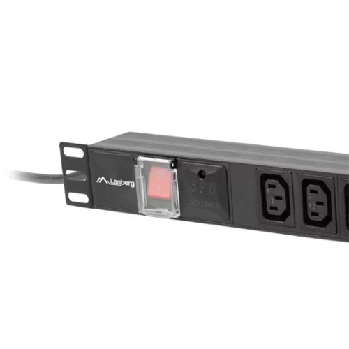 Lanberg 19" PDU/elosztósor 1U 10A 2m 10X IEC C13 aljzat, fekete C14