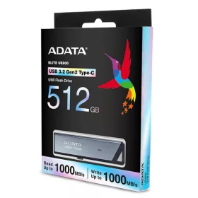   ADATA Pendrive - 512GB UE800 (USB 3.2 Gen2, R/W: 1000/1000 MB/s, ezüst)