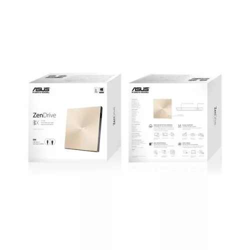 Asus ZenDrive ODD Külső - SDRW-08U9M-U (USB Type-C, USB tápellátás, DVD Író, Ultravékony, Arany)