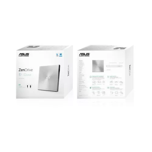 Asus ZenDrive ODD Külső - SDRW-08U9M-U (USB Type-C, USB tápellátás, DVD Író, Ultravékony, Ezüst)