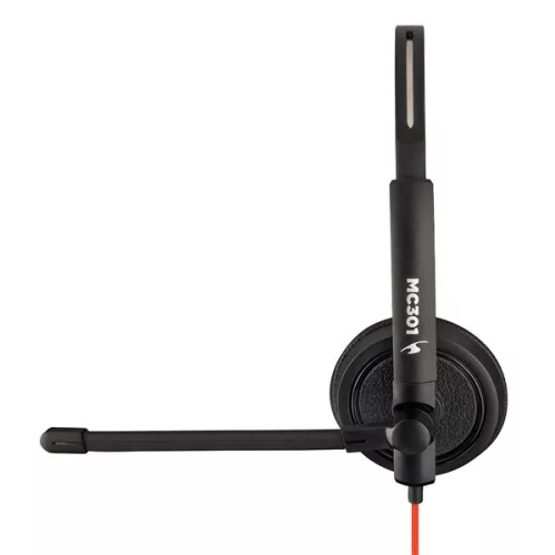 Bluestork Fejhallgató - MC301 Office Headset (mikrofon; hangerő szabályzó, 3,5 Jack, fekete)