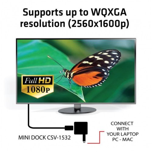 Club 3D Notebook Dokkoló - CSV-1532 (60W, 3.0 USB-C to D-Sub, VGA, 3.0 USB-A, (for Data) 3.0 USB-C)