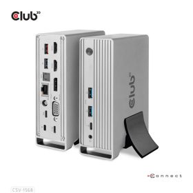   Club 3D Notebook Dokkoló - CSV-1568 (120W, Gen 2 USB-C to 4x USB-A, USB-C Gen 2, 2xHDMI, DP, VGA, RJ45, DC)