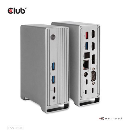 Club 3D Notebook Dokkoló - CSV-1568 (120W, Gen 2 USB-C to 4x USB-A, USB-C Gen 2, 2xHDMI, DP, VGA, RJ45, DC)