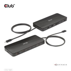   Club 3D Notebook Dokkoló - CSV-1581 (140W, Thunderbolt 4 to 3xThunderbolt 4, 3xUSB-A, SD, TF, RJ45, 3,5 Jack, DC)