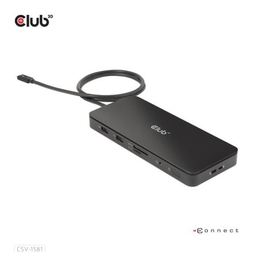 Club 3D Notebook Dokkoló - CSV-1581 (140W, Thunderbolt 4 to 3xThunderbolt 4, 3xUSB-A, SD, TF, RJ45, 3,5 Jack, DC)