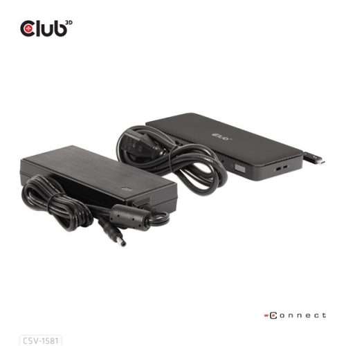 Club 3D Notebook Dokkoló - CSV-1581 (140W, Thunderbolt 4 to 3xThunderbolt 4, 3xUSB-A, SD, TF, RJ45, 3,5 Jack, DC)