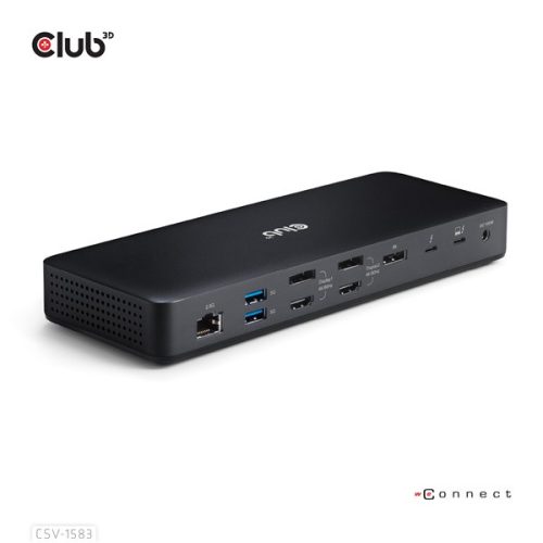 Club 3D Notebook Dokkoló - CSV-1583 (140W, 2xThunderbolt 4, 3xDP, 2xHDMI, USB-C, 3xUSB-A, SD, TF, RJ45, 3,5 Jack, DC)