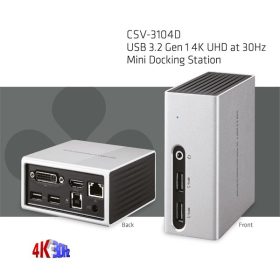   Club 3D Notebook Dokkoló - CSV-3104D (4K UHD, 3.0 USB-A to HDMI, DVI-I, 4xUSB-A, RJ45, 3.5 Jack Audio + Mic)