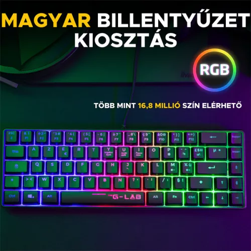 The G-Lab Gamer Billentyűzet - Keyz Hydrogen HU (RGB LED, TKL, USB, Fekete, Magyar)