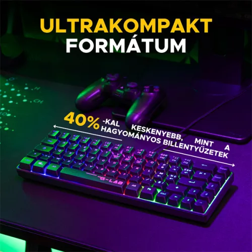 The G-Lab Gamer Billentyűzet - Keyz Hydrogen HU (RGB LED, TKL, USB, Fekete, Magyar)