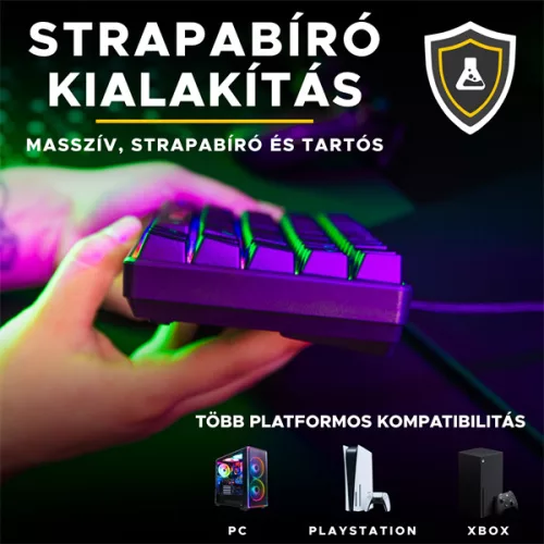 The G-Lab Gamer Billentyűzet - Keyz Hydrogen HU (RGB LED, TKL, USB, Fekete, Magyar)