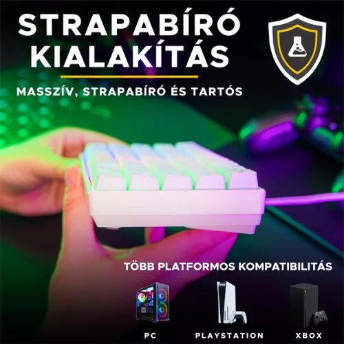 The G-Lab Gamer Billentyűzet - Keyz Hydrogen W/HU (RGB LED, TKL, USB, Fehér, Magyar)