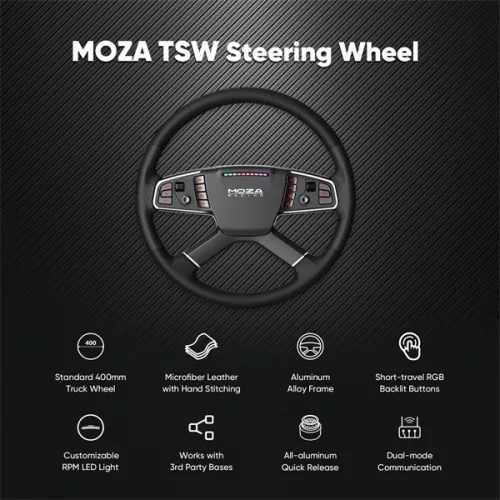 Moza Racing kiegészítő - TSW Kormánykerék (Kamion változat, RGB, 400mm)