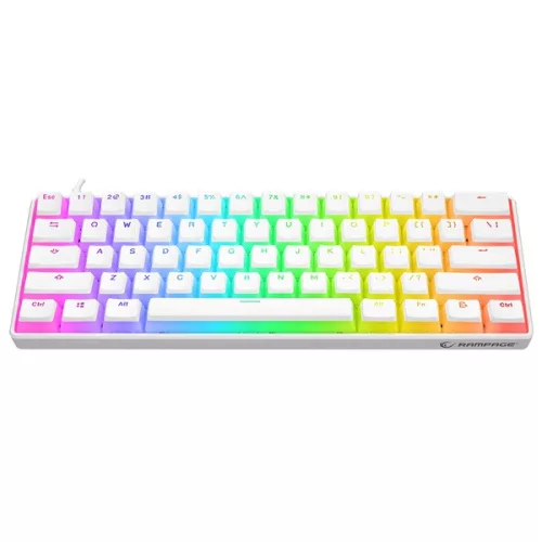 Rampage Billentyűzet - KB-R135 PARVUS US (Type-C, Vezetékes, Mechanikus, Red switch, angol, fehér, RGB LED)