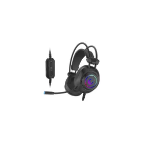  Rampage Fejhallgató - RM-K19 RAGING PLUS (7.1, mikrofon, USB, hangerőszabályzó, nagy-párnás, fekete, RGB LED)