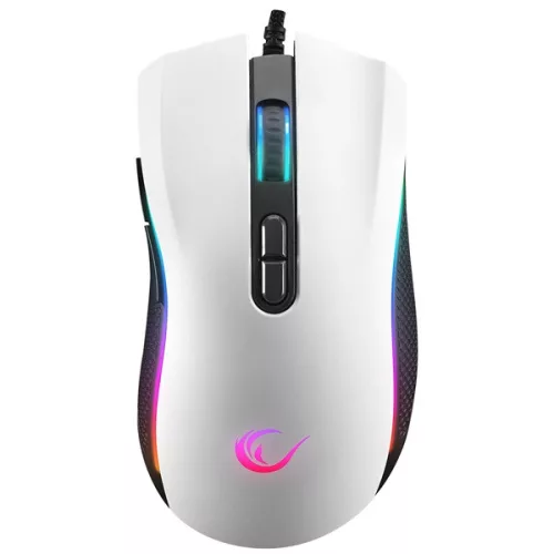 Rampage Egér Gamer - SMX-R44 V2 Macro (12800 DPI, 7 gomb, makro, RGB LED, 1,8m fonott kábel, fehér)