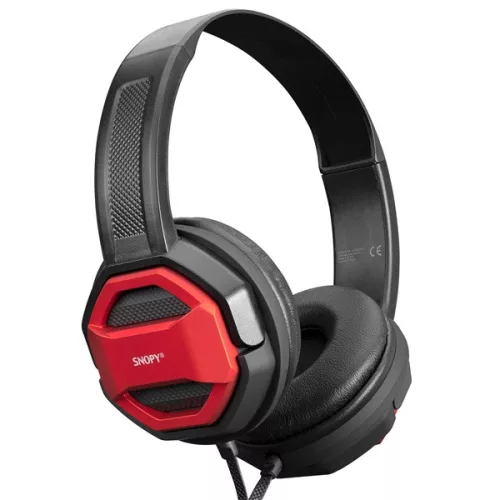 Snopy Fejhallgató - SN-101 BONNY Red (stereo, mikrofon, 3.5mm jack, 1m kábel, fekete-piros)