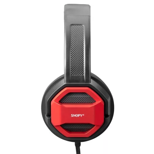 Snopy Fejhallgató - SN-101 BONNY Red (stereo, mikrofon, 3.5mm jack, 1m kábel, fekete-piros)