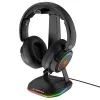 Rampage Fejhallgató Állvány TOWER T14 Fekete, Műanyag, USB HUB, RGB