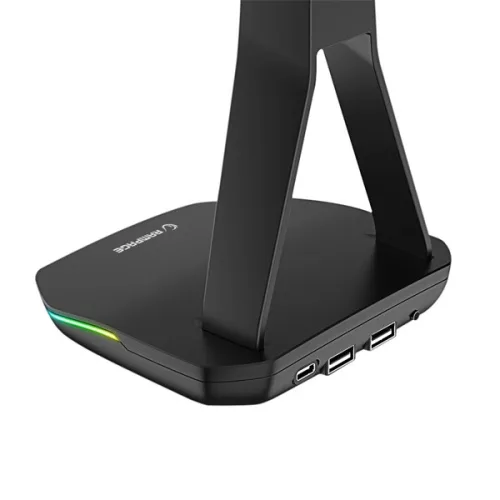 Rampage Fejhallgató Állvány TOWER T14 Fekete, Műanyag, USB HUB, RGB