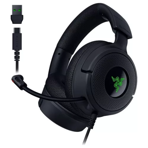 Razer Fejhallgató - Kraken V4 X (USB, mikrofon, hangerőszabályzó, 1,8m kábel, fekete)