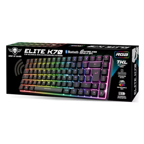Spirit of Gamer Elite-K70 Fél-Mechanikus Wireless Gaming Billentyűzet - Magyar