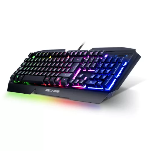 Spirit of Gamer Billentyűzet - PRO-K5 (105 gomb, Fém felső rész, RGB LED, USB, 19 anti-ghost, fekete, magyar)