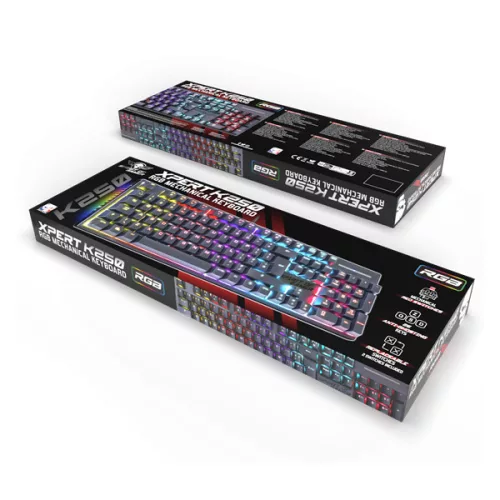 Spirit of Gamer XPERT K250 Mechanikus Gamer billentyűzet - HU, RED switch, Színes, Mechanikus, Normál, anti ghosting, vezetékes