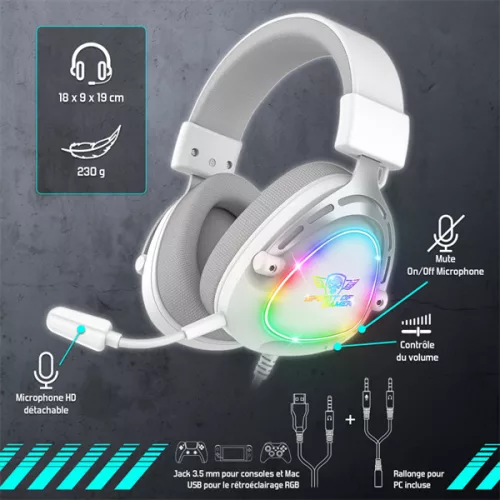 Spirit Of Gamer 248442 Elite H40 Headset Arctic, Mikrofon/Fülhallgató