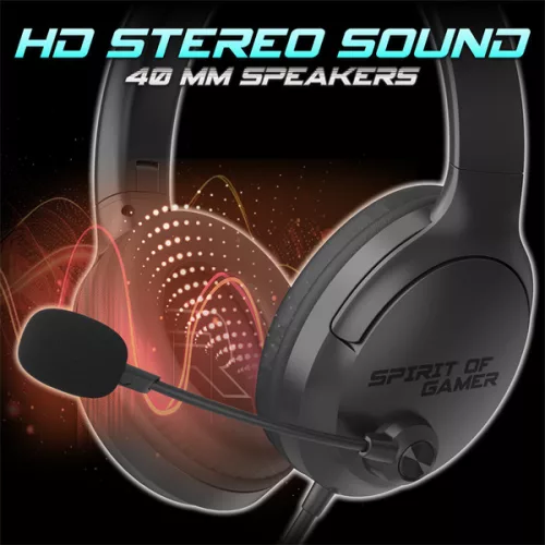 Spirit of Gamer Fejhallgató PRO-H4 Black MultiPlatform, Mikrofon, 3.5mm Jack, Hangerőszabályzó, Fekete
