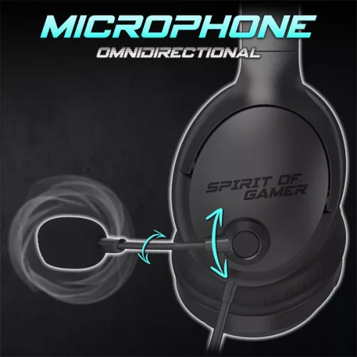 Spirit of Gamer Fejhallgató PRO-H4 Black MultiPlatform, Mikrofon, 3.5mm Jack, Hangerőszabályzó, Fekete