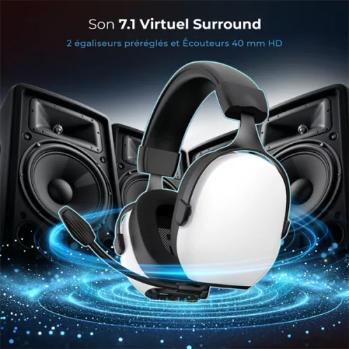 Spirit of Gamer Wireless Fejhallgató - MIC-XH1400 (MultiPlatform, 7.1,mikrofon, hangerőszabályzó, nagy-párnás, fehér)