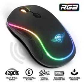   Spirit of Gamer Egér Vezeték nélküli - PRO-M9 (Optikai, 4200DPI, 6 programozható gomb, Max.: 10m, fekete)