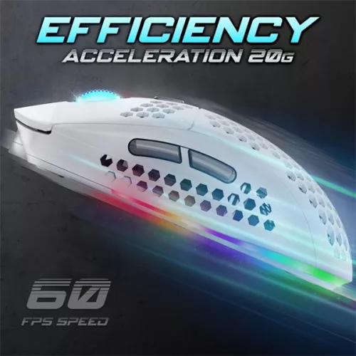 Spirit of Gamer Egér - S-PM4 RGB Arctic (Optikai, 12800DPI, 6 gomb, harisnyázott kábel, fehér)