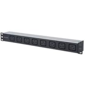   Manhattan elosztó - 19" 1U Rackmount elosztó, 8db C19 aljzat, 2m eltávolítható kábel, ki-be kapcsológomb