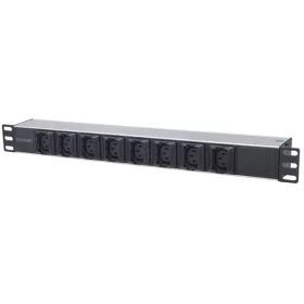   Manhattan elosztó - 19" 1U Rackmount elosztó, 8db C13 aljzat kiesés gátlóval (Anti-Shedding), 2m eltávolítható kábel
