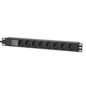   Manhattan elosztó - 19" Rackmount elosztó, 8 aljzat, ki-bekapcsoló, 2m