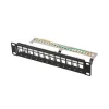 Lanberg Üres patch panel 12 port 1U 10" FTP, árnyékolt, tehermentesítővel, fekete V2