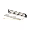 Lanberg Üres patch panel 12 port 1U 10" FTP, árnyékolt, tehermentesítővel, fekete V2