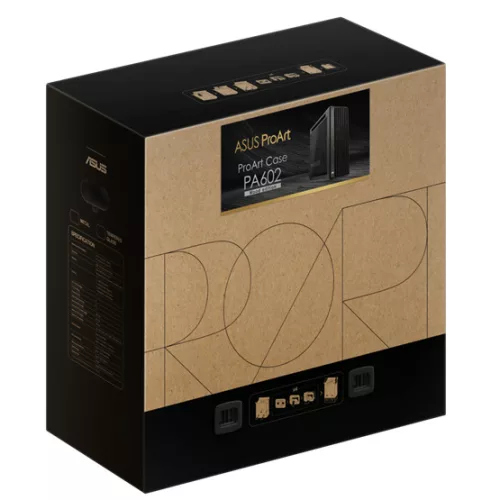 Asus ProArt PA602 Wood TG E-ATX - midi számítógépház - Fekete
